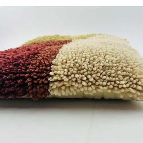 Vintage 1970’s Latch Hook Yarn Retro Geometric 15x15 Square Throw Pillow Finishe - Picture 5 of 10